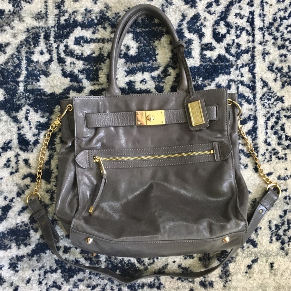 Badgley Mischa grey satchel purse w shoulderstrap